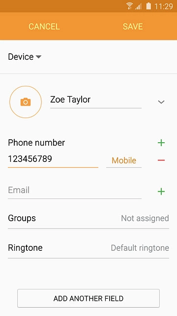 Press the field next to the phone number.