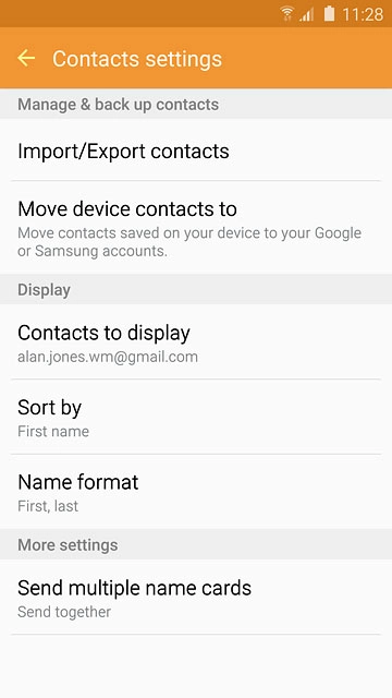 Press Import/Export contacts.