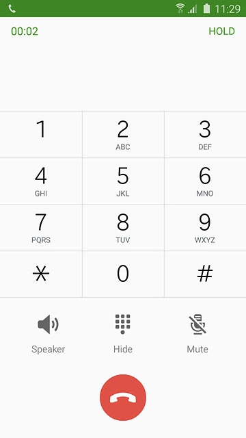 Press the end call icon to end the call.