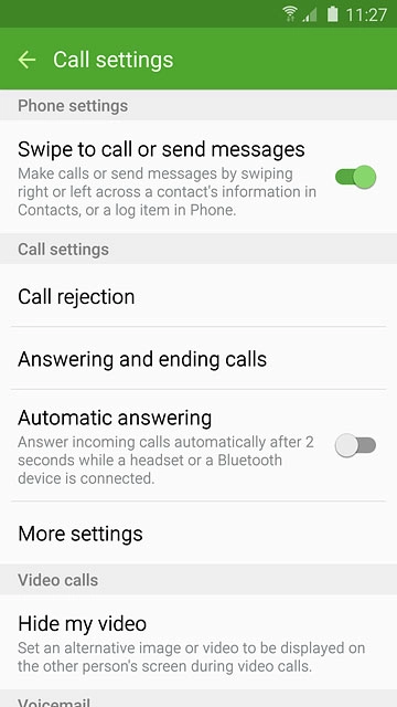 Press More settings.After a moment the current settings are displayed.
