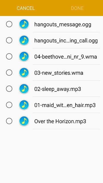 Press the required audio file.