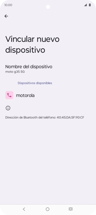 Pulsa el dispositivo Bluetooth deseado y sigue las indicaciones de la pantalla para vincular el dispositivo al teléfono.