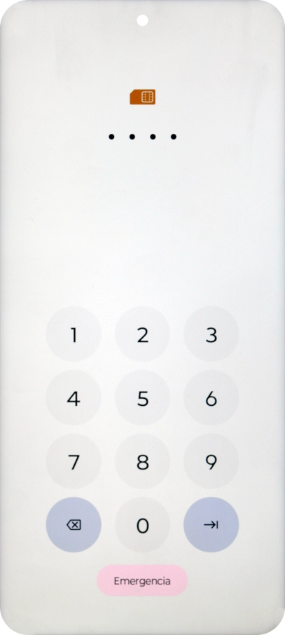 Si tu tarjeta SIM está bloqueada, introduce el código PIN y pulsa la flecha hacia la derecha.