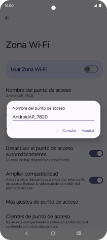 Introduce el nombre deseado de la conexión wifi y pulsa Aceptar.