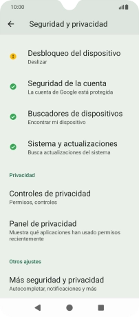Pulsa Más seguridad y privacidad.
