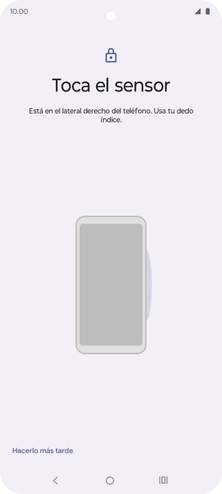 Sigue las indicaciones de la pantalla para crear una huella digital como código de seguridad.