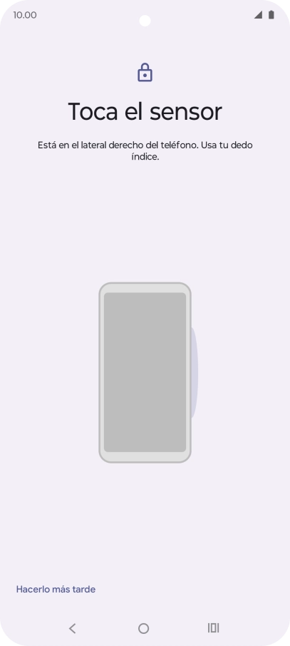 Sigue las indicaciones de la pantalla para crear una huella digital como código de seguridad.