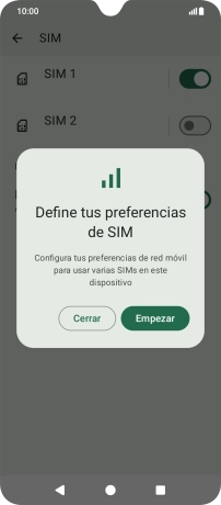 Si activas el uso de la línea móvil (SIM), debes pulsar Empezar y seguir las indicaciones de la pantalla.