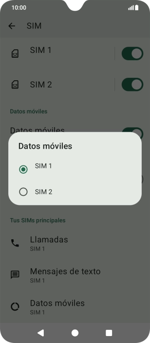 Pulsa la SIM de la línea móvil deseada.