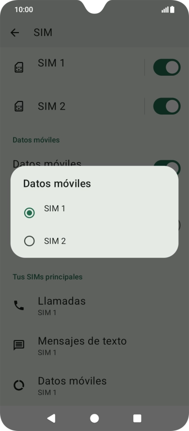 Pulsa la SIM de la línea móvil deseada.