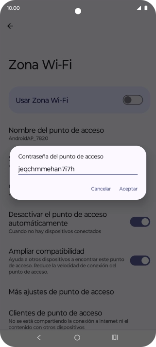 Introduce la contraseña deseada y pulsa Aceptar.