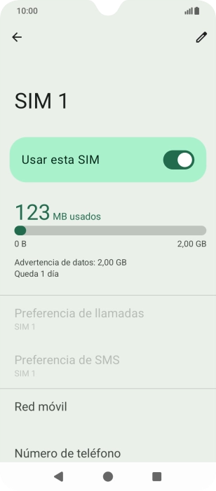 El consumo total de datos se visualiza ahora en la pantalla.