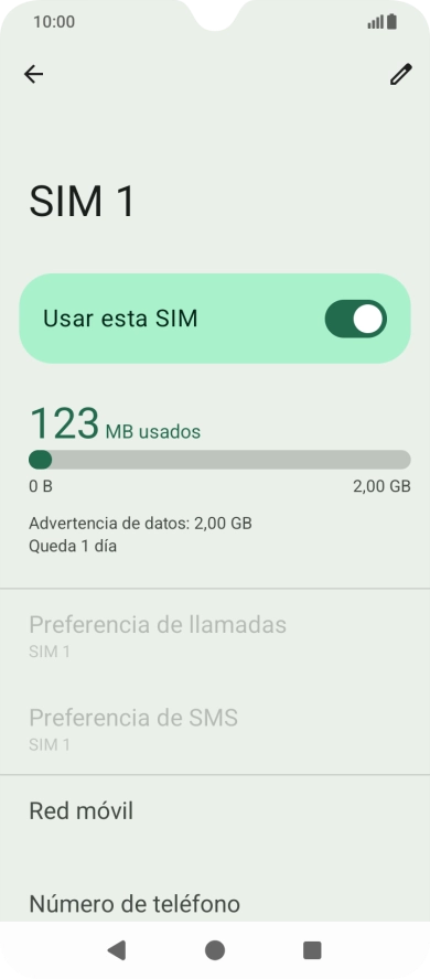 El consumo total de datos se visualiza ahora en la pantalla.