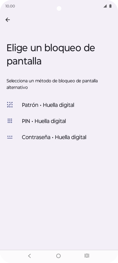 Pulsa el código de seguridad deseado y sigue las indicaciones de la pantalla para crear un código de seguridad del teléfono adicional.