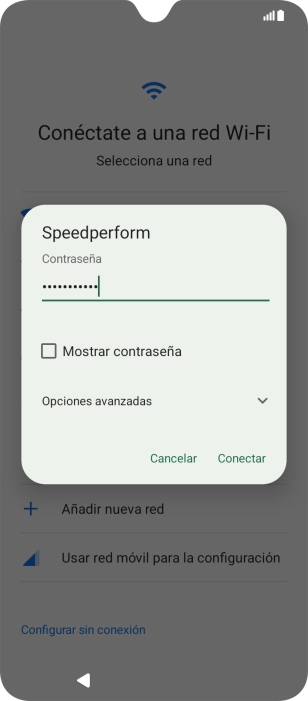 Introduce la contraseña de la red wifi y pulsa Conectar.