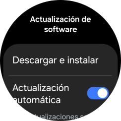 Pulsa Descargar e instalar. Si hay una versión de software nueva disponible, aparecerá ahora en la pantalla. Sigue las indicaciones de la pantalla para actualizar el software del smartwatch.