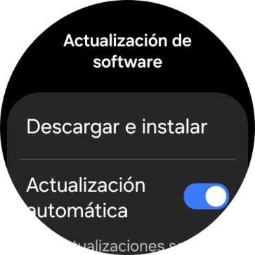 Pulsa Descargar e instalar. Si hay una versión de software nueva disponible, aparecerá ahora en la pantalla. Sigue las indicaciones de la pantalla para actualizar el software del smartwatch.