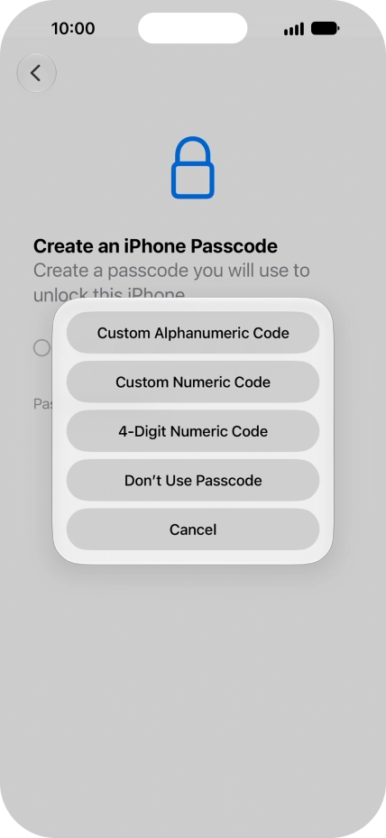 Follow the instructions on the screen to turn on use of phone lock code or press Don't Use Passcode. Follow the instructions on the screen to turn on use of phone lock code or press Don't Use Passcode.