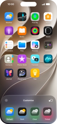 Press the required setting to select the size of app icons on the home screen.