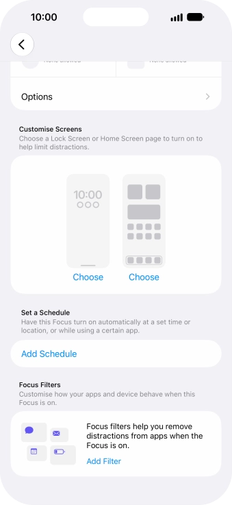 Press Add Schedule and follow the instructions on the screen to select settings for automatic activation of Do Not Disturb.