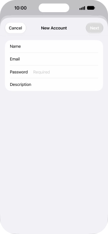Press Password and key in the password for your email account. Press Password and key in the password for your email account.