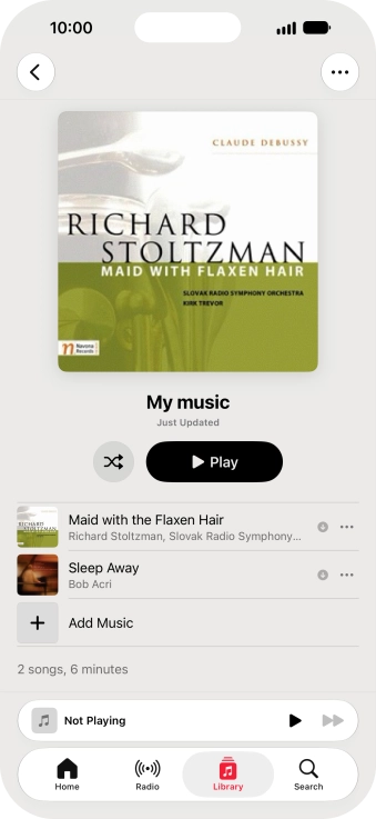 Go to the required category or playlist and press the required audio file.