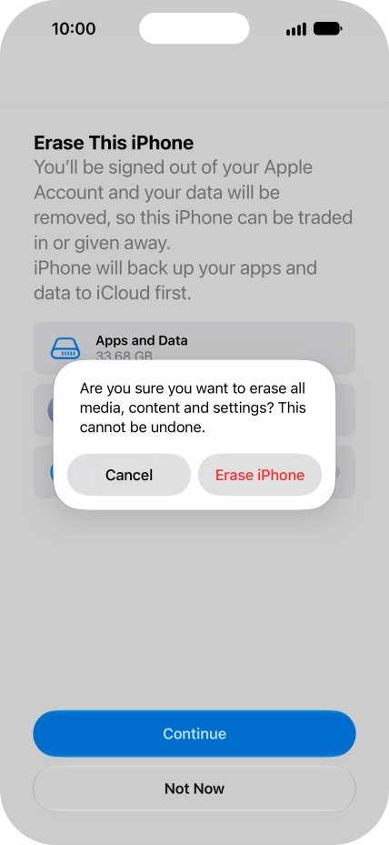 Press Erase iPhone. Press Erase iPhone.