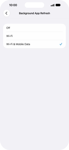 To turn off background refresh of apps, press Off.