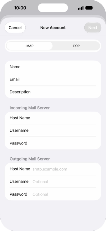 Press Host Name and key in the name of your email provider's outgoing server. Please note that if you can't send email messages when using your email provider's outgoing server, key in smtp.vodafone.net.au (Vodafone's outgoing server). Press Host Name and key in the name of your email provider's outgoing server. Please note that if you can't send email messages when using your email provider's outgoing server, key in smtp.vodafone.net.au (Vodafone's outgoing server).