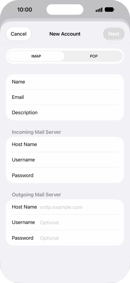 Press Host Name and key in the name of your email provider's outgoing server. Please note that if you can't send email messages when using your email provider's outgoing server, key in smtp.vodafone.net.au (Vodafone's outgoing server). Press Host Name and key in the name of your email provider's outgoing server. Please note that if you can't send email messages when using your email provider's outgoing server, key in smtp.vodafone.net.au (Vodafone's outgoing server).