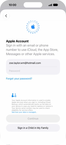 Press Password and key in the password for your Apple Account.