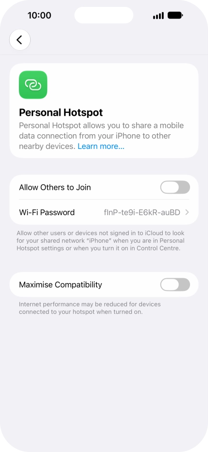 Press Wi-Fi Password and key in the required password.