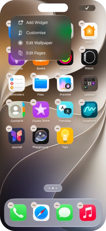 Press Customise.