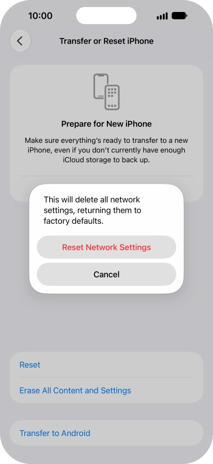 Press Reset Network Settings. Press Reset Network Settings.