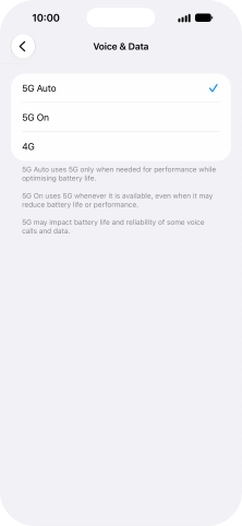 To turn on automatic switch between 5G and 4G, press 5G Auto. To turn on automatic switch between 5G and 4G, press 5G Auto.