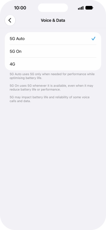 To turn on automatic switch between 5G and 4G, press 5G Auto. To turn on automatic switch between 5G and 4G, press 5G Auto.