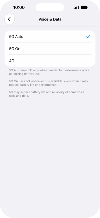 To turn on automatic switch between 5G and 4G, press 5G Auto. To turn on automatic switch between 5G and 4G, press 5G Auto.