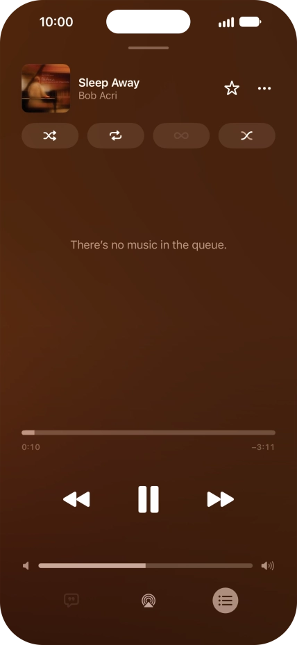 Press the shuffle icon to turn the function on or off.