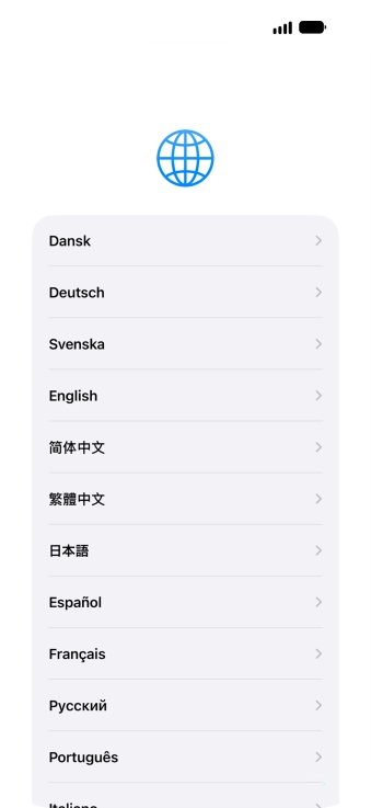 Press the required language. Press the required language.