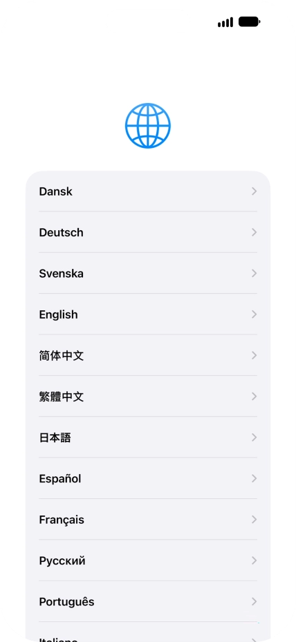 Press the required language. Press the required language.