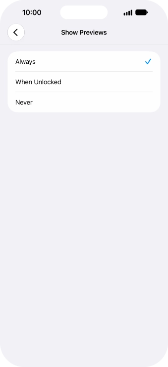 To select notification preview on the lock screen, press Always. To select notification preview on the lock screen, press Always.