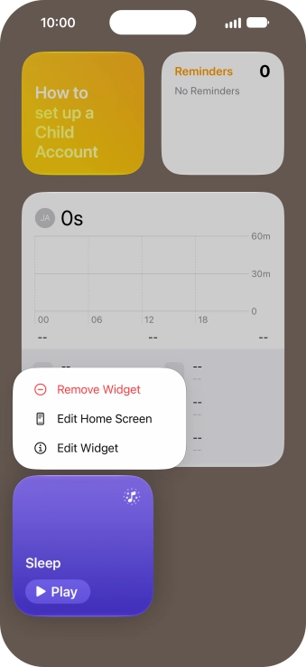 Press Remove Widget.