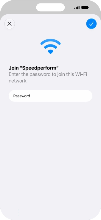 Key in the password for the Wi-Fi network and press the confirm icon. Key in the password for the Wi-Fi network and press the confirm icon.