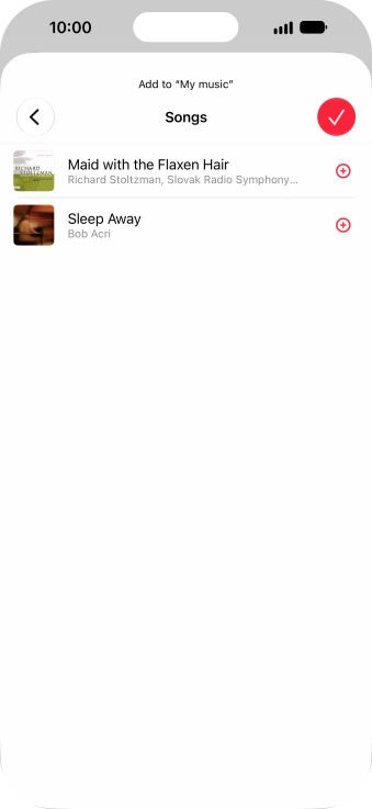 Go to the required category and press the add icon next to the required audio file.