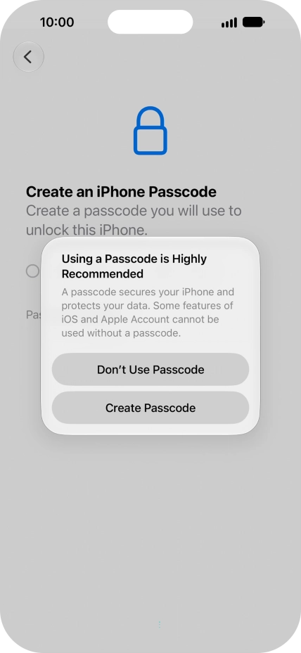 If you turn off the function, press Don't Use Passcode. If you turn off the function, press Don't Use Passcode.