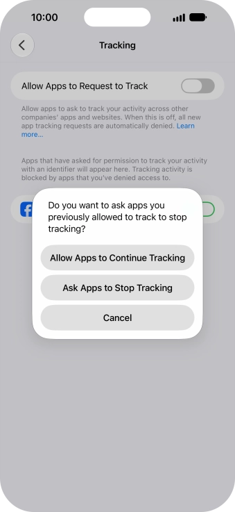 If you turn off the function, press the required setting.