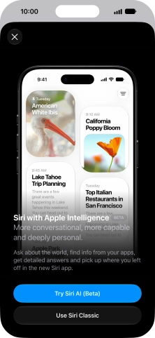 Press Try Siri AI and follow the instructions on the screen to turn on the function.