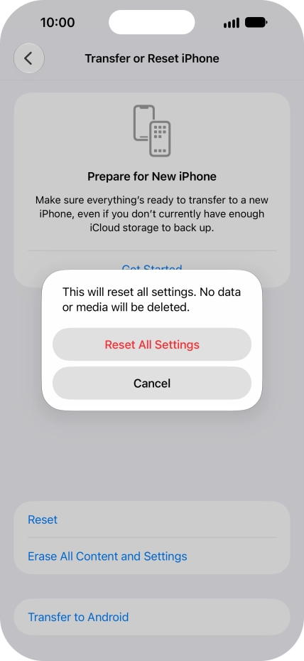 Press Reset All Settings. Press Reset All Settings.