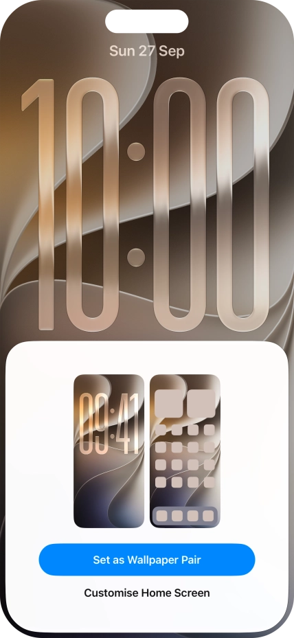 To use the same colour theme on the home screen, press Set as Wallpaper Pair.