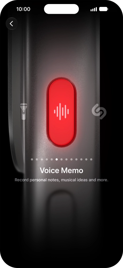 Slide your finger right or left on the screen to select the required function.